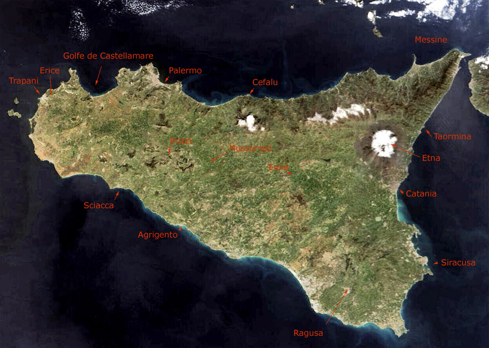 foto satellite della sicilia