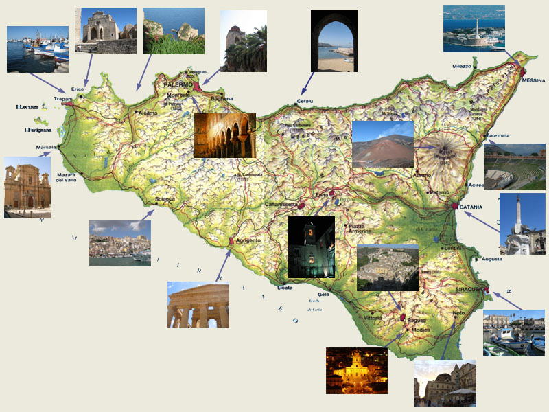 carte des hotels en sicile