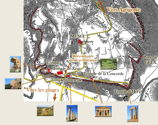 mappa valle dei templi di Agrigento