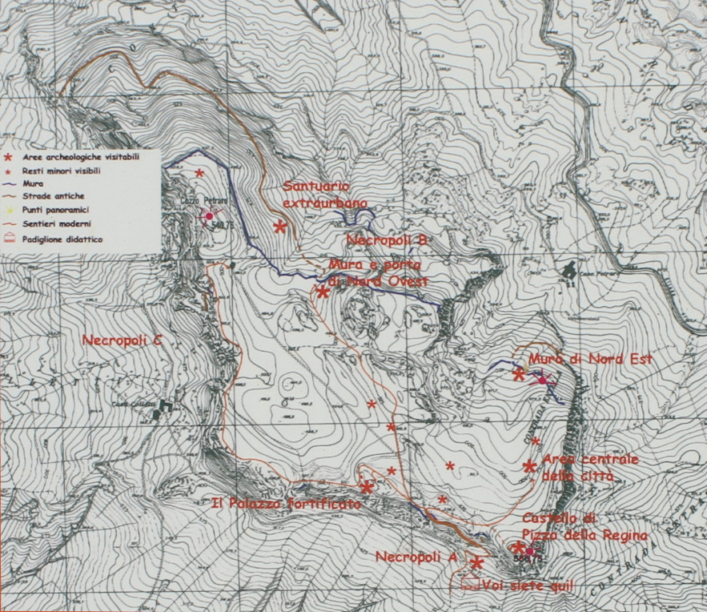 Carte du site archéologique de la Rocca d'Entella