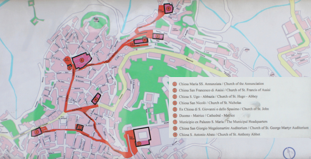 Carte du centre historique de Novara di Sicilia