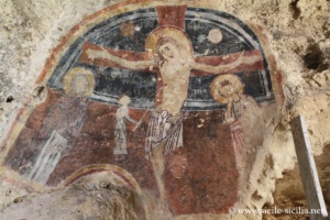 Fresque chrétienne, Grotta dei Santi, près de Monterosso Almo, Sicile