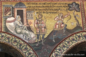 Isaac et Isaïe. Mosaïques de l'Ancien Testament, nef de la cathédrale de Monreale, Sicile