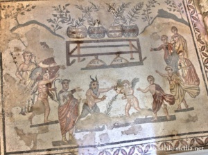 Mosaïque de la salle d'Eros et Pan, Villa romaine de Casale, Sicile