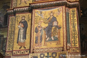 Mosaïque avec le roi Guillaume II couronné par le Christ, cathédrale de Monreale