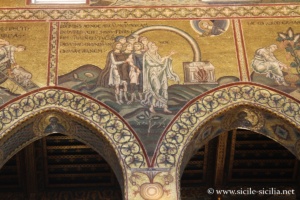 Pacte de l'Arc-en-Ciel. Mosaïques de l'Ancien Testament, nef de la cathédrale de Monreale, Sicile