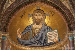 Mosaïque du Christ de l'abside de la cathédrale de Cefalù