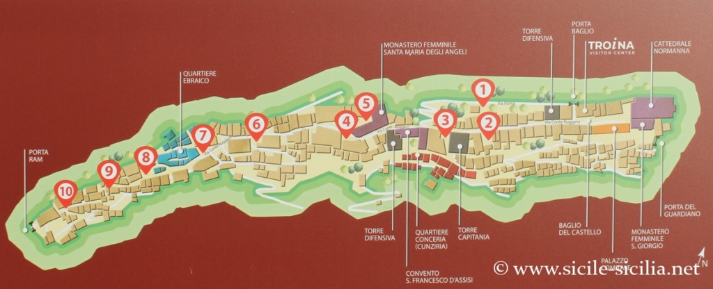 Carte du centre historique de Troina
