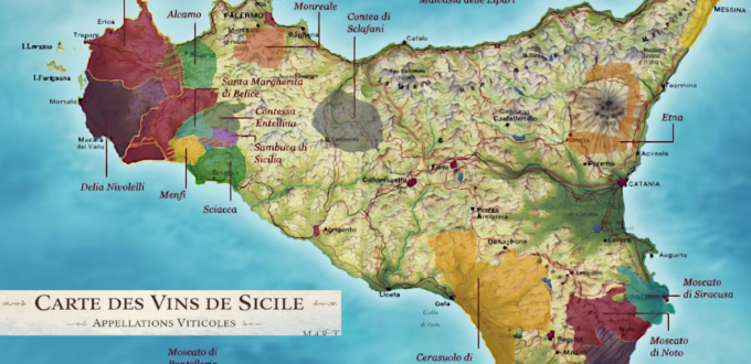 Carte des régions viticoles de Sicile