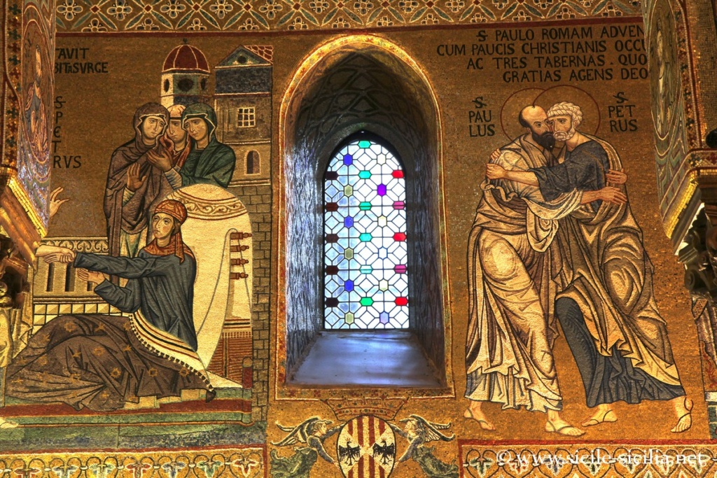 Mosaïques des murs extérieurs de la Chapelle Palatine de Palerme