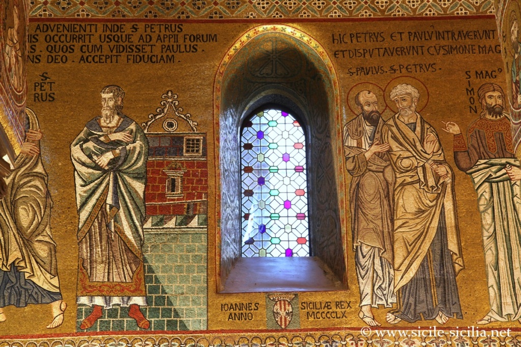 Mosaïques des murs extérieurs de la Chapelle Palatine de Palerme