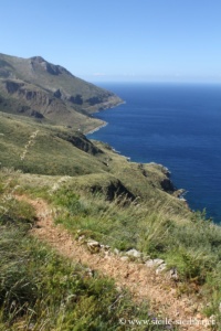 Sentier mi-côte entre Cala dell'Uzzo et Pizzo del Corvo, réserve naturelle du Zingaro