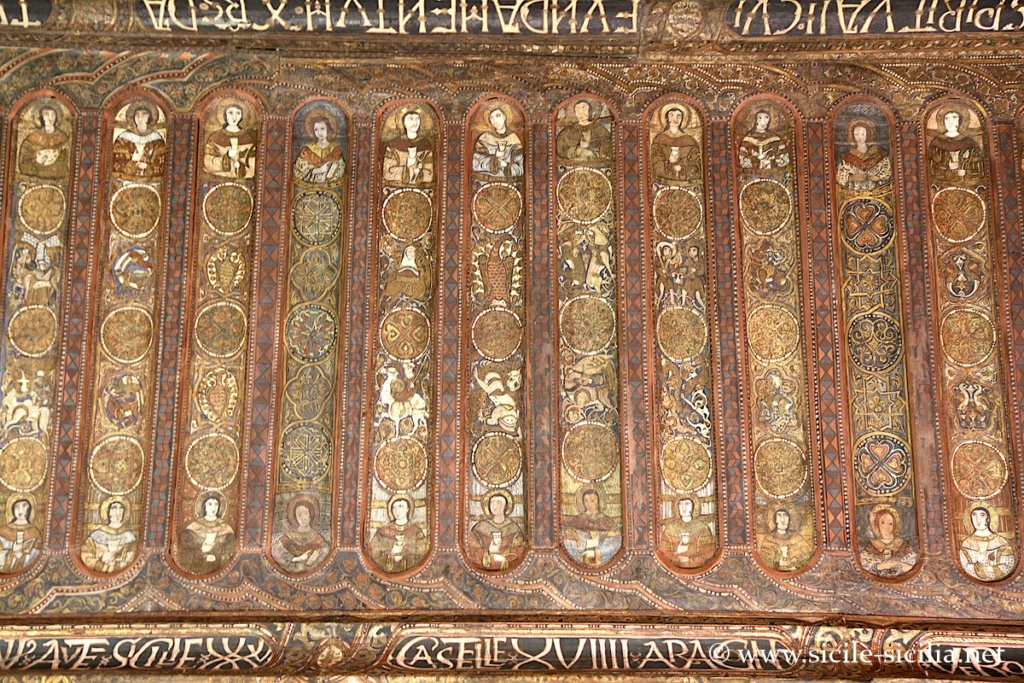 Panneaux des plafonds des bas-côtés de la Chapelle Palatine de Palerme