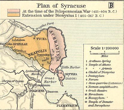 Carte de la Syracuse grecque antique