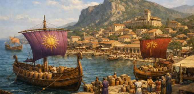 Vue d'artiste IA de Palerme à l'époue phénicienne