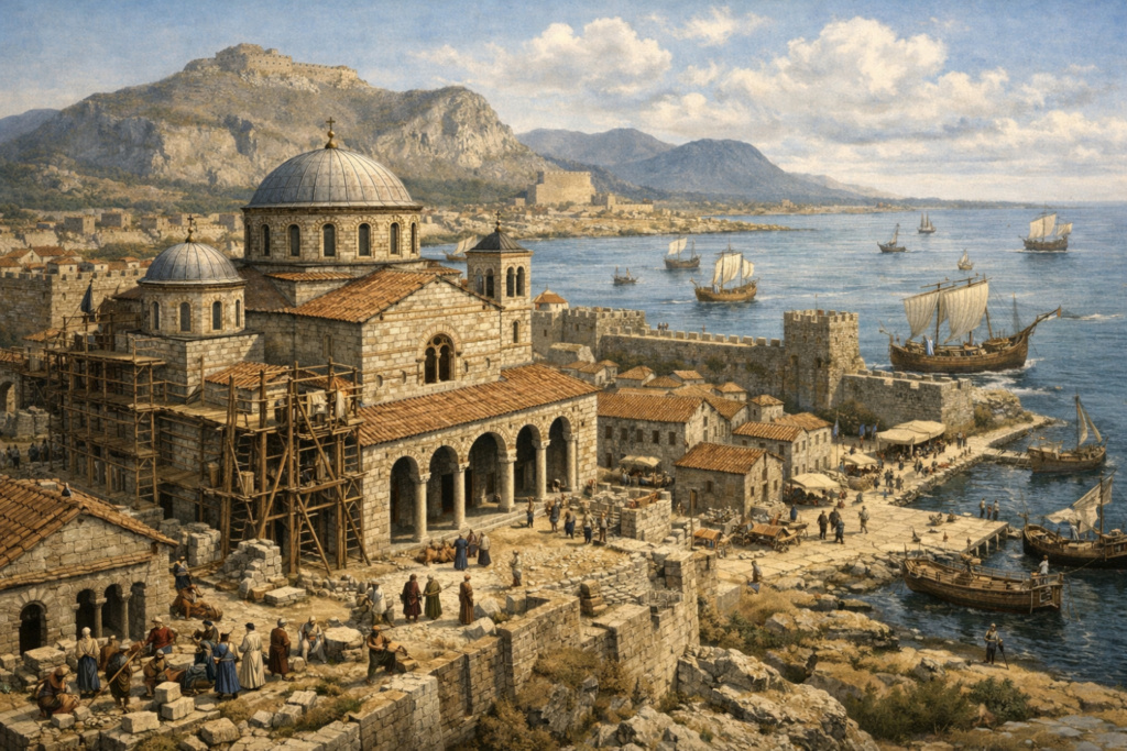 Vue d'artiste : les byzantins à Palerme