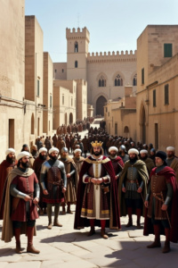 vue d'artiste : Frederic II, roi de Sicile, à Palerme