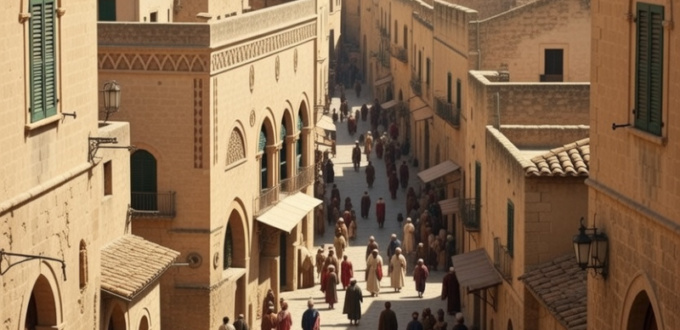 Vue d'artiste : Palerme à l'époque des normands