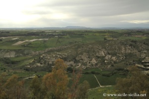 Panorama depuis le château Santapau, Licodia Eubea