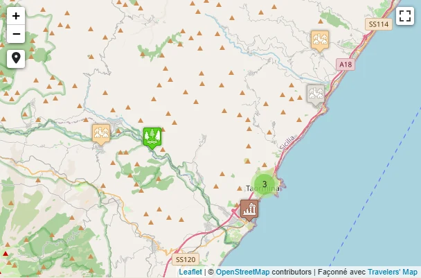 Carte de Taormine : itinéraire et lieux à voir
