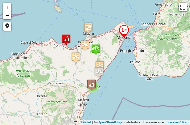 Carte de Monts peloritani du nord-est de l&rsquo;île