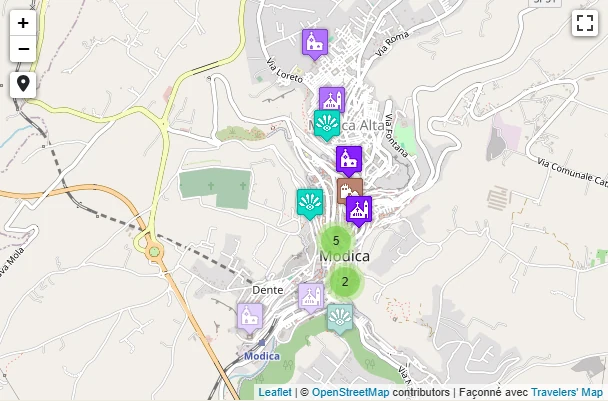Carte de Que voir à Modica: visite et itinéraire
