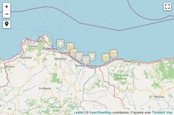 Map of Palermo Coast to Cefalù